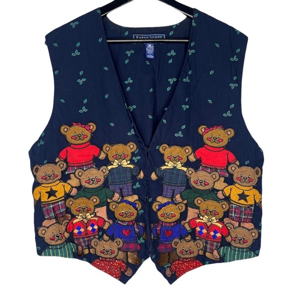 Vintage Christmas Teddy Bear Vest medium - Picture 16 of 16
